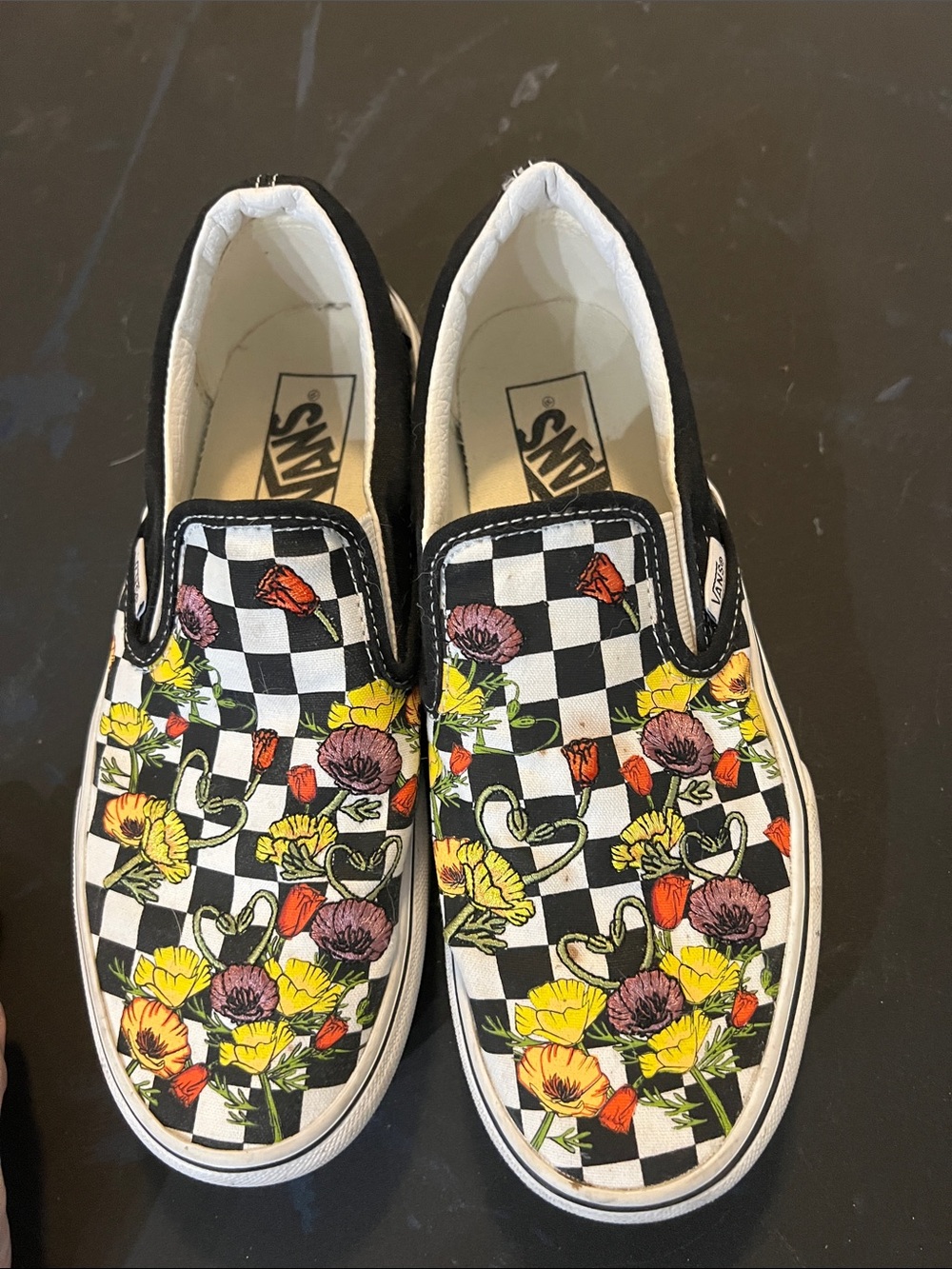Vans poppy checkerboard platform Slip-Ons Floral Print used - Picture 5 of 12
